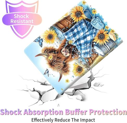 Case for Samsung Galaxy Tab S10 Lite/ S10 FE 2025/ S9 FE 5G 10.9 Inch/Tab S9 11 Inch 2023, Durable Shockproof Protective Cover for Galaxy Tab S10 Lite, Cute Cow Sunflower in Saudi Arabia