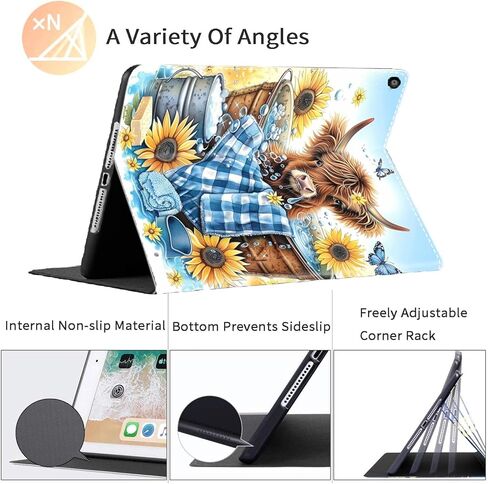 Case for Samsung Galaxy Tab S10 Lite/ S10 FE 2025/ S9 FE 5G 10.9 Inch/Tab S9 11 Inch 2023, Durable Shockproof Protective Cover for Galaxy Tab S10 Lite, Cute Cow Sunflower in Saudi Arabia