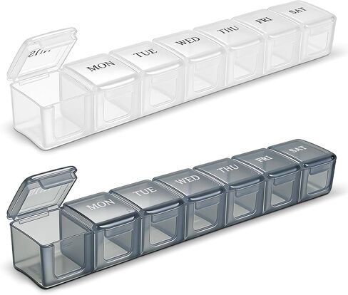 Weekly Organizer 2Pack Large Travel 7 Day Medicine Organizer for Daily Pills Fish Oil or Supplements Clear Personal Easy to Clean Durable Box (Blue+Green) in Saudi Arabia