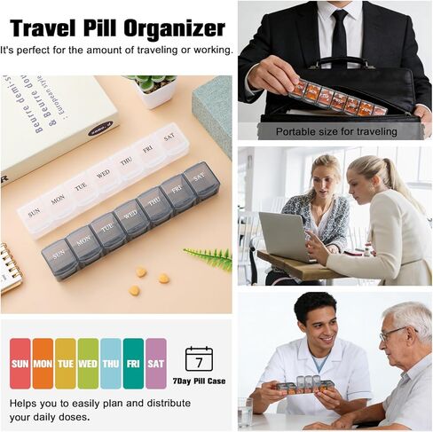 Weekly Organizer 2Pack Large Travel 7 Day Medicine Organizer for Daily Pills Fish Oil or Supplements Clear Personal Easy to Clean Durable Box (Blue+Green) in Saudi Arabia