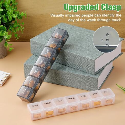 Weekly Organizer 2Pack Large Travel 7 Day Medicine Organizer for Daily Pills Fish Oil or Supplements Clear Personal Easy to Clean Durable Box (Blue+Green) in Saudi Arabia