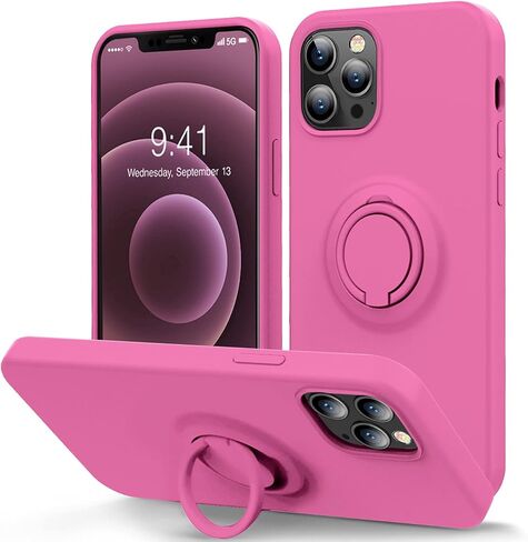 MOCCA Compatible with iPhone 12/ iPhone 12 Pro Case 6.1inch with Ring Kickstand |Super Soft Microfiber Lining|Anti-Scratch Full-Body Shockproof Protective Case for iPhone 12/12 Pro - Grape in Saudi Arabia