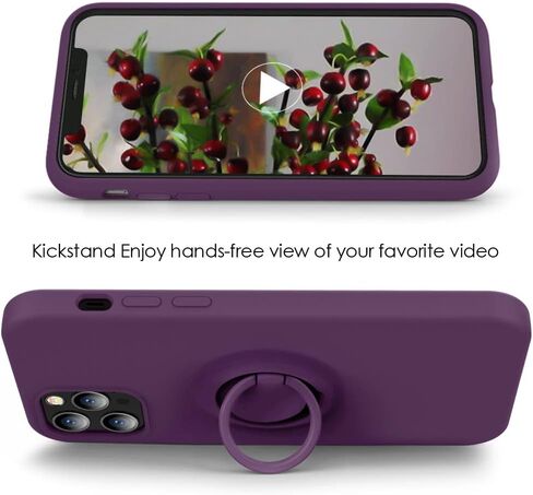 MOCCA Compatible with iPhone 12/ iPhone 12 Pro Case 6.1inch with Ring Kickstand |Super Soft Microfiber Lining|Anti-Scratch Full-Body Shockproof Protective Case for iPhone 12/12 Pro - Grape in Saudi Arabia
