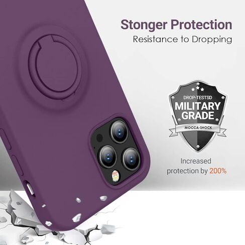 MOCCA Compatible with iPhone 12/ iPhone 12 Pro Case 6.1inch with Ring Kickstand |Super Soft Microfiber Lining|Anti-Scratch Full-Body Shockproof Protective Case for iPhone 12/12 Pro - Grape in Saudi Arabia