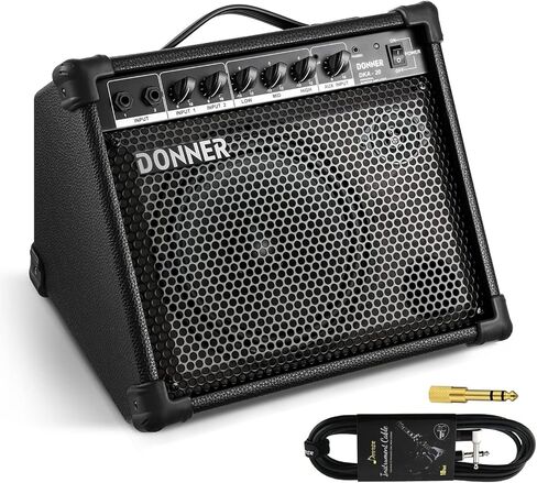 Donner DKA-20 مضخم لوحة المفاتيح 20 وات لوحة مفاتيح AMP مع مدخل Aux وقناتين، مضخم صوت الجيتار، مضخم البيانو، دعم مكبر صوت الطبل الإلكتروني لإدخال الميكروفون in Kuwait