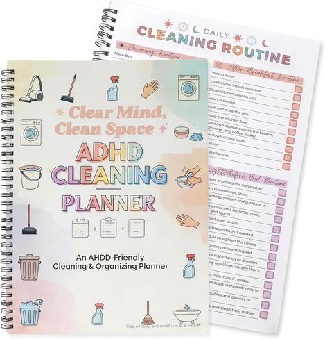 Adhd Cleaning Planner for teens Cleaning schedule and checklist for adults Notebook List Daily Weekly Monthly DIY Household Cleaning Planner (white) in Saudi Arabia