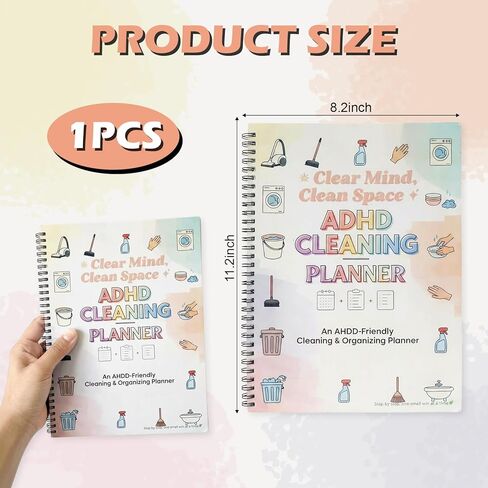 Adhd Cleaning Planner for teens Cleaning schedule and checklist for adults Notebook List Daily Weekly Monthly DIY Household Cleaning Planner (white) in Saudi Arabia