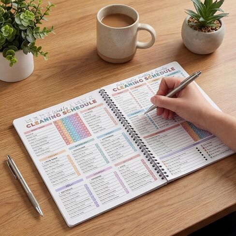 Adhd Cleaning Planner for teens Cleaning schedule and checklist for adults Notebook List Daily Weekly Monthly DIY Household Cleaning Planner (white) in Saudi Arabia