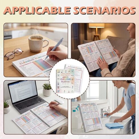 Adhd Cleaning Planner for teens Cleaning schedule and checklist for adults Notebook List Daily Weekly Monthly DIY Household Cleaning Planner (white) in Saudi Arabia