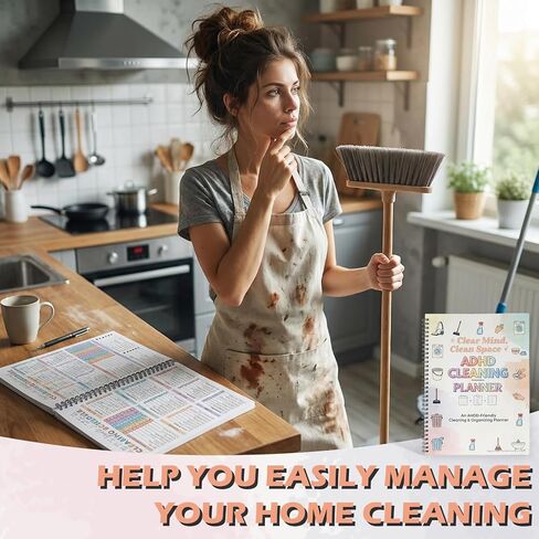 Adhd Cleaning Planner for teens Cleaning schedule and checklist for adults Notebook List Daily Weekly Monthly DIY Household Cleaning Planner (white) in Saudi Arabia