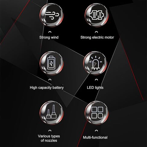 Portable Air Duster Rechargeable Dust Blower with LED Light Handheld Air Blower for PC, High Speed Electric Duster for Computer, 6 Nozzles 3 Speeds 6000mAh Battery (AD38 Black Standard Version) in Kuwait