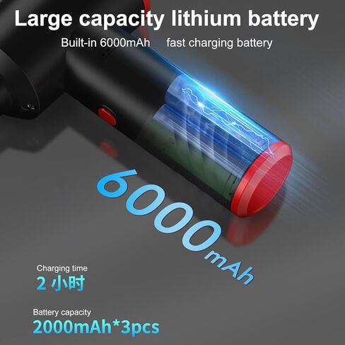 Portable Air Duster Rechargeable Dust Blower with LED Light Handheld Air Blower for PC, High Speed Electric Duster for Computer, 6 Nozzles 3 Speeds 6000mAh Battery (AD38 Black Standard Version) in Kuwait