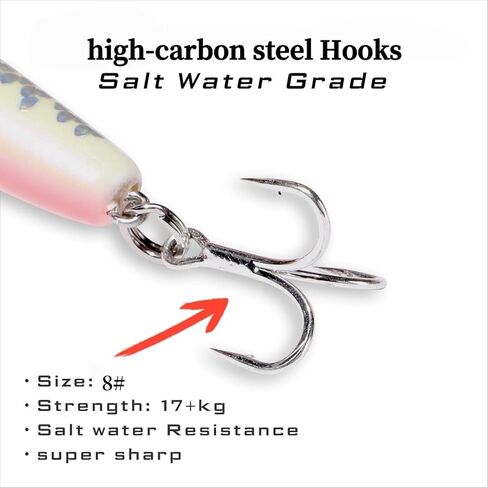 0.49oz/0.35oz Topwater Fishing Lures, 5 Pcs Fishing Lure Saltwater with Storage Box Jerkbait Crankbait Lures for Halibut & Striper Fishing Swimbait for Freshwater and Saltwater Bass Fishing in Saudi Arabia