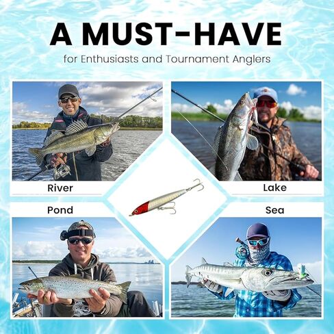 0.49oz/0.35oz Topwater Fishing Lures, 5 Pcs Fishing Lure Saltwater with Storage Box Jerkbait Crankbait Lures for Halibut & Striper Fishing Swimbait for Freshwater and Saltwater Bass Fishing in Saudi Arabia