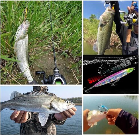 0.49oz/0.35oz Topwater Fishing Lures, 5 Pcs Fishing Lure Saltwater with Storage Box Jerkbait Crankbait Lures for Halibut & Striper Fishing Swimbait for Freshwater and Saltwater Bass Fishing in Saudi Arabia