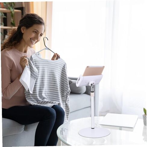 Zerodeko Adjustable Tablet Stand and Phone Holder, White Telescopic Multi-Angle Cradle Mount Dock for Desk and Travel Use in Saudi Arabia