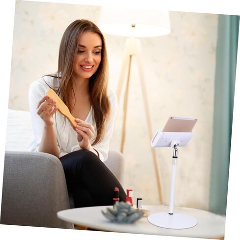 Adjustable White Tablet Stand and Multi-Angle Smartphone Holder with Desktop Charging Dock, Portable Tablet Support for Home and Office Use in Saudi Arabia