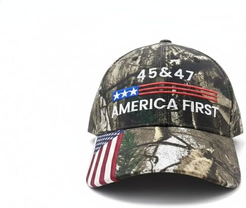 45 & 47 Hat, Patriotic Camo Baseball Cap - Adjustable Hat with American Flag and 45 & 47 Design – Perfect for Outdoor & Sports - Supporter Campaign Gear - American Pride Gear in Saudi Arabia