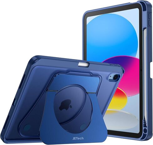 حافظة JETech بمسند لجهاز iPad (A16) الجيل الحادي عشر/العاشر (2025/2022) مع حامل قلم رصاص، غطاء نحيف مقاوم للصدمات، ظهر شفاف بلوري، حامل قوي متعدد الزوايا قابل للتعديل (أسود) in Saudi Arabia