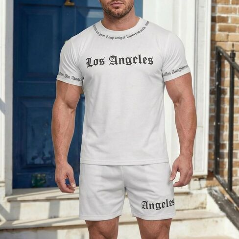 Men's Sweatsuits Short Sets Soft Casual T-Shirt & Jogger Short in Saudi Arabia