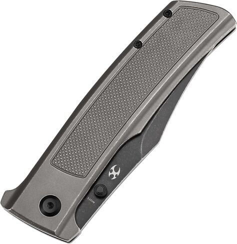 KANSEPT Bison Pocket Folding Knife, 4.25'' Blackwash CPM S35VN Steel Sharp Blade, Grey Anodized Titanium with Frag Pattern Handle, Frame Lock and Thumb Stud for Edc, Camping Hiking Knives K1108A3 in Saudi Arabia