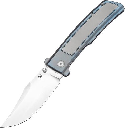 KANSEPT Bison Pocket Folding Knife, 4.25'' Blackwash CPM S35VN Steel Sharp Blade, Grey Anodized Titanium with Frag Pattern Handle, Frame Lock and Thumb Stud for Edc, Camping Hiking Knives K1108A3 in Saudi Arabia