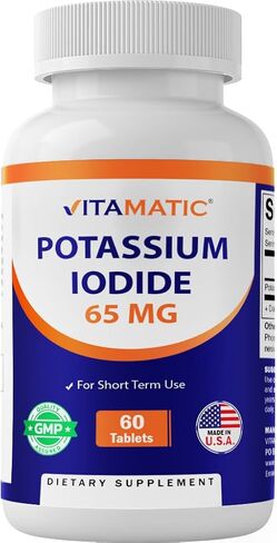 Vitamatic Potassium Iodide 65 mg per Serving - 60 Tablets - Thyroid Support - KI Pills (60 Count (Pack of 1)) in Saudi Arabia