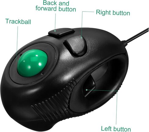 Portable Trackball Mouse Mini Handheld USB Powered Ergonomic Design for Comfortable Use for Laptops and Desktops Lightweight and Easy to Carry Black in Saudi Arabia