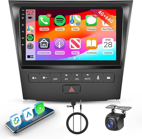 [4G+64G] ستيريو سيارة Android لسيارة Lexus GS300/350/400/430/450/460 مع راديو تلقائي Carplay Android، شاشة لمس Hodozzy 9 بوصة مع نظام تحديد المواقع العالمي، وصلة مرآة، بلوتوث، واي فاي، DSP، راديو FM/RDS in Saudi Arabia