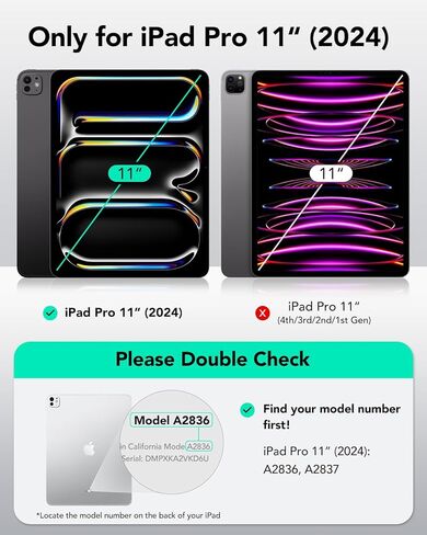 ESR لجهاز iPad Pro 11 بوصة 2024 الجراب الخامس و2 واقي شاشة 9H من الزجاج المقسى مع صينية فائقة الملاءمة in Kuwait
