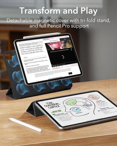ESR لجهاز iPad Pro 11 بوصة 2024 الجراب الخامس و2 واقي شاشة 9H من الزجاج المقسى مع صينية فائقة الملاءمة in Kuwait
