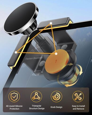 360° Adjustable Magnetic Nissan Rogue Phone Mount 12.3 Inch Screen Clip Phone Holder Nissan Rogue Platinum 2024-2026 Magnetic Mount MagSafe Holder 12.3" Screen Mounted 2026 Nissan Rogue Accessories in Saudi Arabia