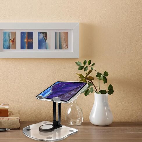 Foldable Desktop Tablet Stand Adjustable Tablet Holder for Desk with Non-Slip Base for Home and Office Use Black in Saudi Arabia