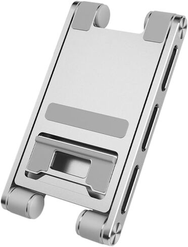 Aluminum Foldable Desktop Phone Stand and Tablet Holder for Office Use, Portable Mobile Phone Bracket with Adjustable Angle, Silver Household Smartphone Rack Compatible in Saudi Arabia