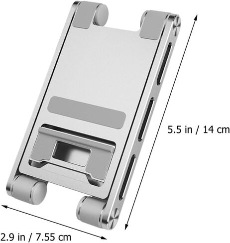 Aluminum Foldable Desktop Phone Stand and Tablet Holder for Office Use, Portable Mobile Phone Bracket with Adjustable Angle, Silver Household Smartphone Rack Compatible in Saudi Arabia