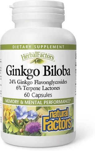HerbalFactors by Natural Factors, Ginkgo Biloba, Supports Memory, Mental Performance and Healthy Brain Function, 60 capsules (60 servings) in Saudi Arabia