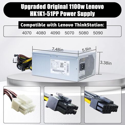 ترقية LXun 1100W HK1K1-51PP PA-3112-1 مزود الطاقة المتوافق مع Lenovo ThinkStation Tower Workstation PSU لـ 5P51D77184 يستبدل الجزء SP50H29678 SP50H29677 لـ 4070 4080 4090 5070 5080 5090 in Saudi Arabia