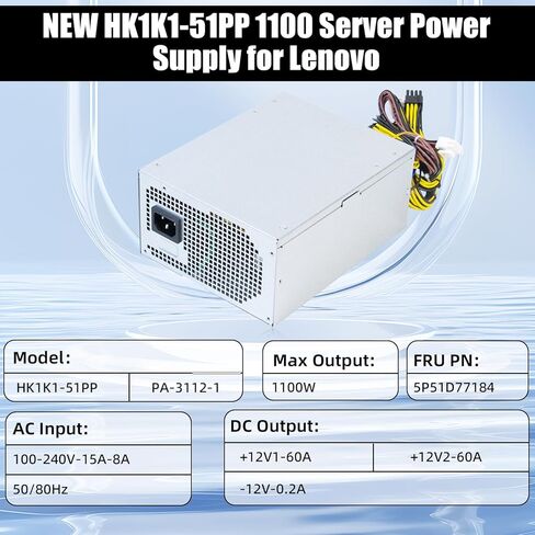 ترقية LXun 1100W HK1K1-51PP PA-3112-1 مزود الطاقة المتوافق مع Lenovo ThinkStation Tower Workstation PSU لـ 5P51D77184 يستبدل الجزء SP50H29678 SP50H29677 لـ 4070 4080 4090 5070 5080 5090 in Saudi Arabia