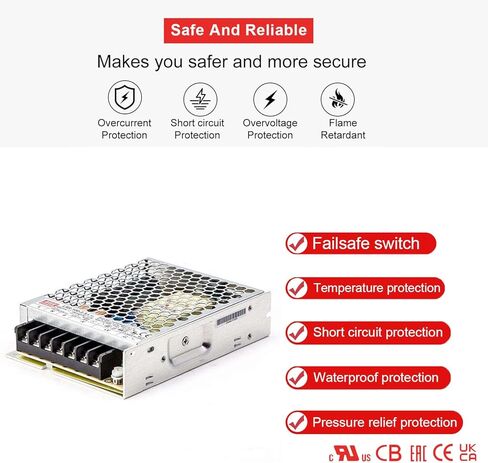 LRS-100-3.3 مصدر طاقة أحادي الإخراج 100 وات 3.3 فولت 30 أمبير 85-264 فولت تيار متردد/120-373 فولت تيار مستمر، معتمد من UL/TUV، موثوق، آمن، فعال، مدمج، للأجهزة الصناعية والمنزلية in Kuwait
