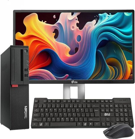 كمبيوتر مكتبي Lenovo ThinkCentre M910S - Intel Core i5-7500 الجيل السابع - ذاكرة وصول عشوائي DDR4 سعة 16 جيجابايت - SSD سعة 1 تيرابايت - شاشة LED جديدة مقاس 24 بوصة - شبكة WiFi مدمجة - لوحة مفاتيح وماوس لاسلكيان - Windows 11 Pro (متجدد) in Kuwait