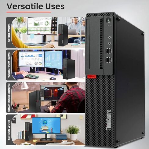 كمبيوتر مكتبي Lenovo ThinkCentre M910S - Intel Core i5-7500 الجيل السابع - ذاكرة وصول عشوائي DDR4 سعة 16 جيجابايت - SSD سعة 1 تيرابايت - شاشة LED جديدة مقاس 24 بوصة - شبكة WiFi مدمجة - لوحة مفاتيح وماوس لاسلكيان - Windows 11 Pro (متجدد) in Kuwait