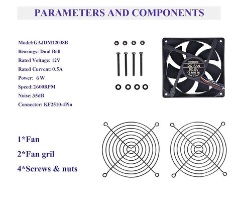 1238 مروحة تبريد 120 مم × 38 مم تيار مستمر 12 فولت محمل كروي مزدوج 2600 دورة في الدقيقة 4Pin PWM Fan in Kuwait