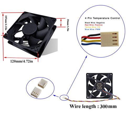 1238 مروحة تبريد 120 مم × 38 مم تيار مستمر 12 فولت محمل كروي مزدوج 2600 دورة في الدقيقة 4Pin PWM Fan in Kuwait
