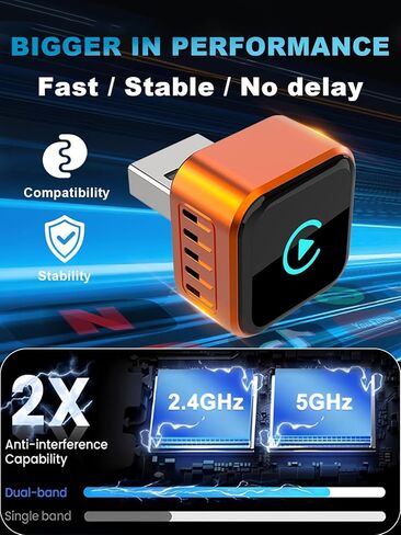 محول CarPlay اللاسلكي 2026 تمت ترقيته لنظام iOS وAndroid Auto، حجم صغير سلكي إلى CarPlay اللاسلكي، التوصيل والتشغيل، محول تشغيل السيارة مدمج مع USB/Type-C in Kuwait