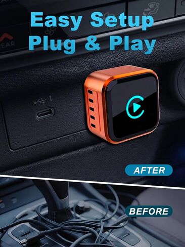 محول CarPlay اللاسلكي 2026 تمت ترقيته لنظام iOS وAndroid Auto، حجم صغير سلكي إلى CarPlay اللاسلكي، التوصيل والتشغيل، محول تشغيل السيارة مدمج مع USB/Type-C in Kuwait