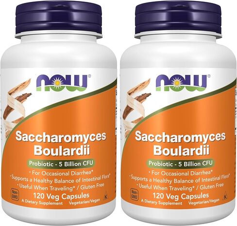 NOW Supplements, Saccharomyces Boulardii، 5 مليار وحدة تشكيل مستعمرة بروبيوتيك، 60 كبسولة نباتية in Saudi Arabia