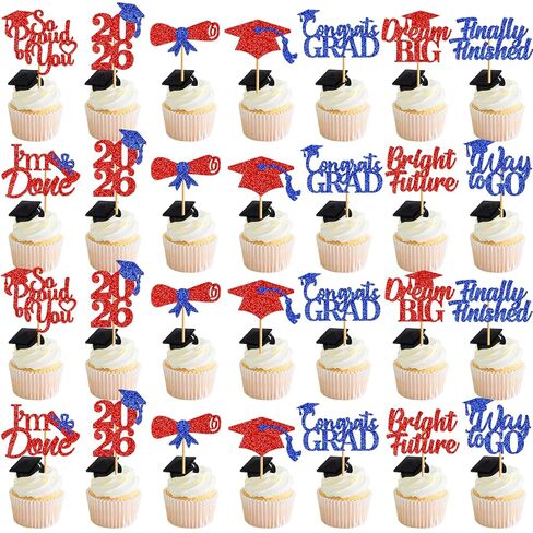 40pcs Purple Graduation Cupcake Toppers 2025 ، فئة زخارف التخرج من 2025 ، تختار التخرج على زينة الحفلات تهانينا in Saudi Arabia
