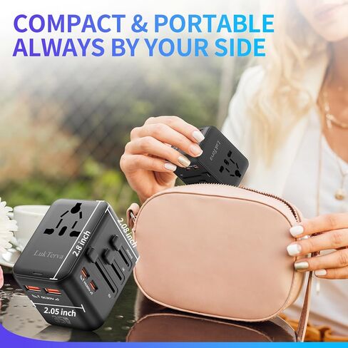 All-in-One 35W Quick Charging Universal Travel Adapter with 4 Ports (2 USB-C + 2 USB-A) - Worldwide Plug Converter for USA, EU, UK, AUS | Compact Power Adapter for International Travel​ in Saudi Arabia