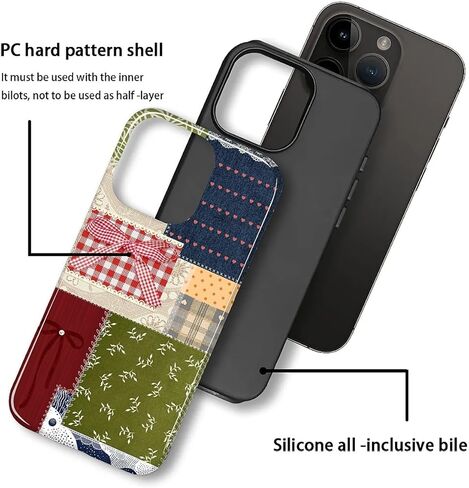 for iPhone 14 Pro Max Case, Shockproof 2-in-1 Double Protective Cover for Women Girls Men Boys, Stylish Anti-Scratch Phone Case Aesthetic, Patchwork Collage Art in Saudi Arabia