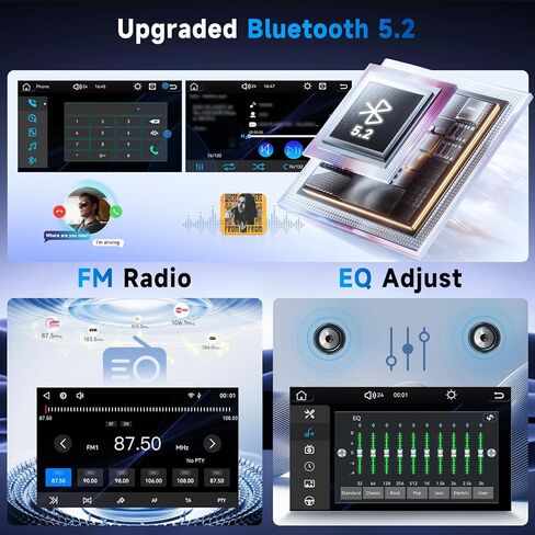 10.1'' Single Din Car Stereo with Wireless Carplay Android Auto, Touchscreen Car Radio with Handsfree Bluetooth 5.2 Mirror Link FM EQ SWC, Type-C, USB, Backup Camera in Kuwait